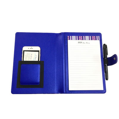 Επιχειρησιακό PU σπειροειδές μπλε ημερολογίων σημειωματάριων 40pp Hardcover δέρματος με το σημειωματάριο
